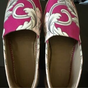 Versace Hot Pink and White Baroque Slip-On Sz 39.5